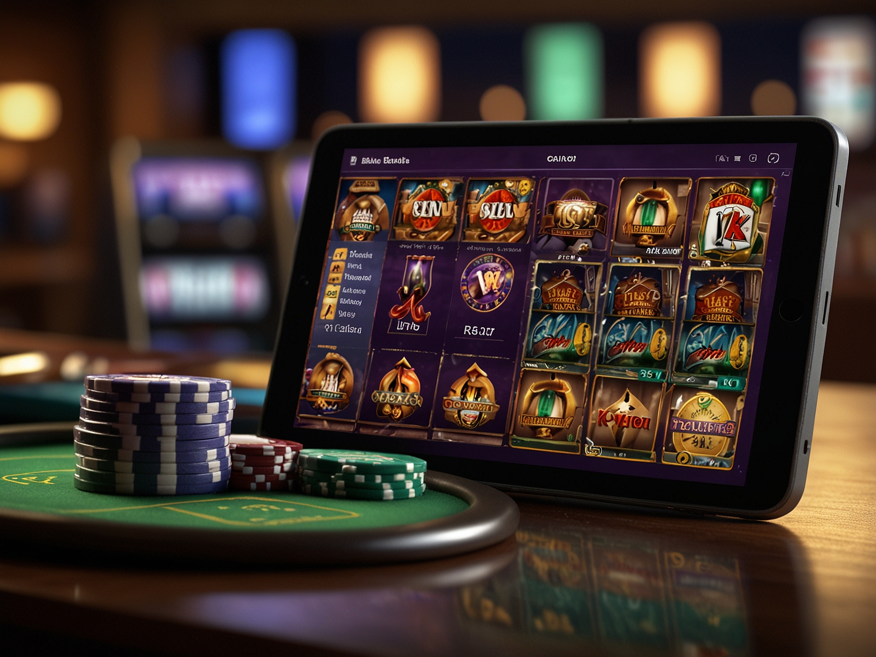 Casino games selection on mobile and desktop